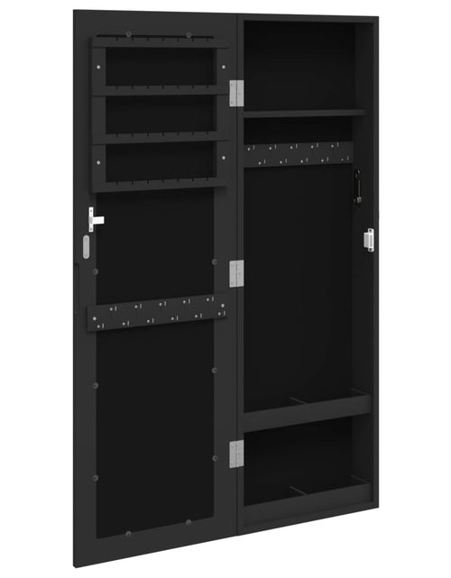 Încărcați imaginea în vizualizatorul Galerie, Dulap de bijuterii &amp; oglindă montat pe perete negru 30x8,5x90cm Lando - Lando
