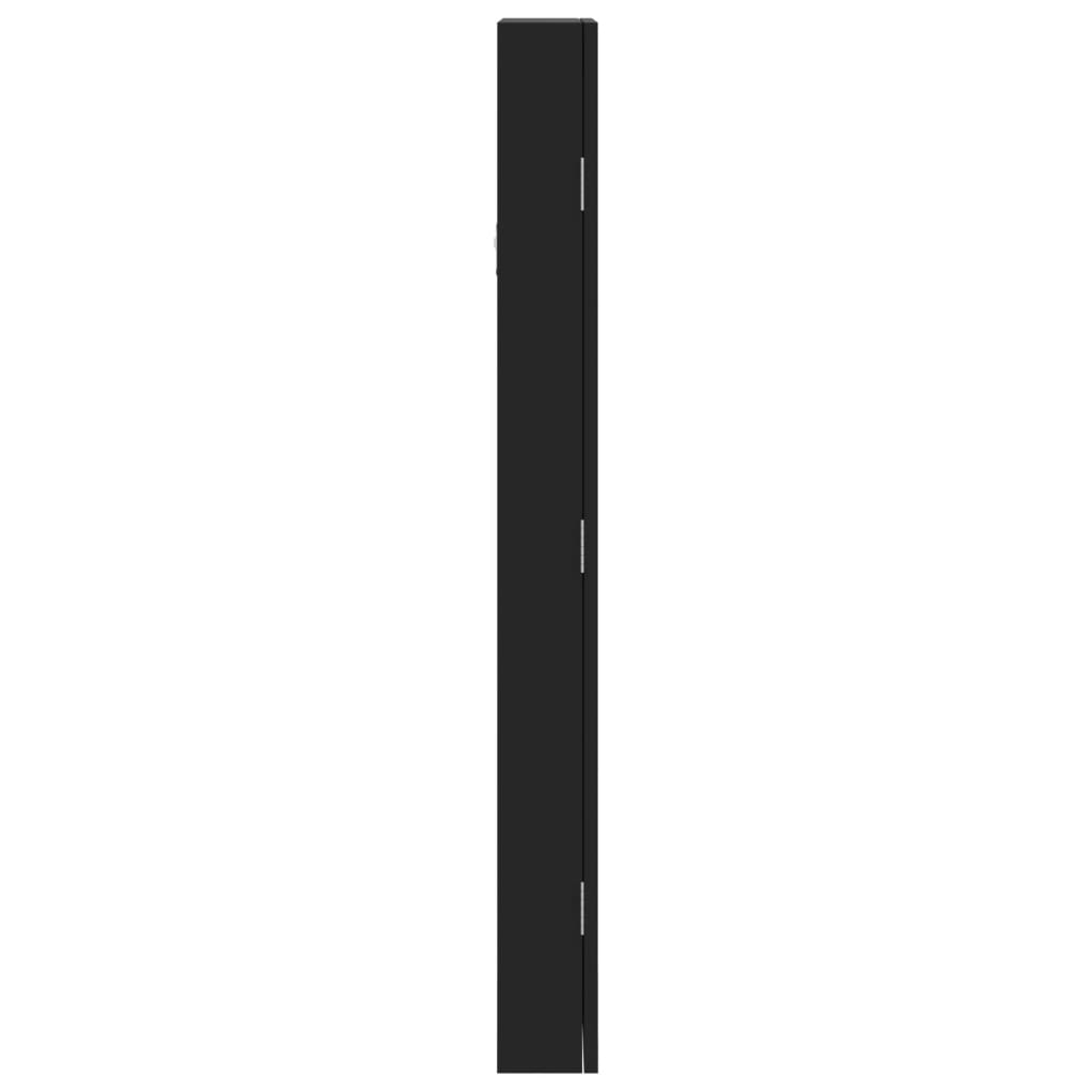Dulap de bijuterii & oglindă montat pe perete negru 30x8,5x90cm Lando - Lando