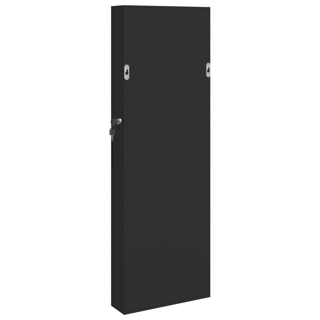 Dulap de bijuterii & oglindă montat pe perete negru 30x8,5x90cm Lando - Lando