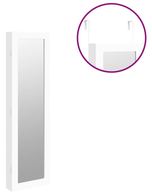 Загрузите изображение в средство просмотра галереи, Dulap de bijuterii cu oglindă de perete, alb, 30x8,5x106 cm Lando - Lando
