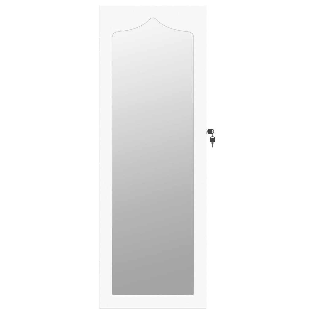 Dulap de bijuterii cu oglindă de perete, alb, 37,5x10x106 cm - Lando