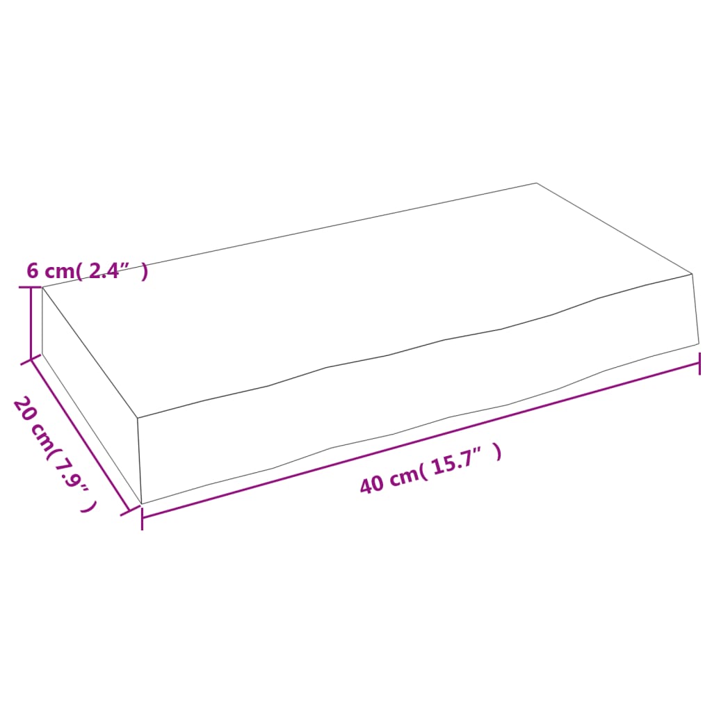 Poliță perete maro deschis 40x20x6 cm lemn masiv stejar tratat Lando - Lando