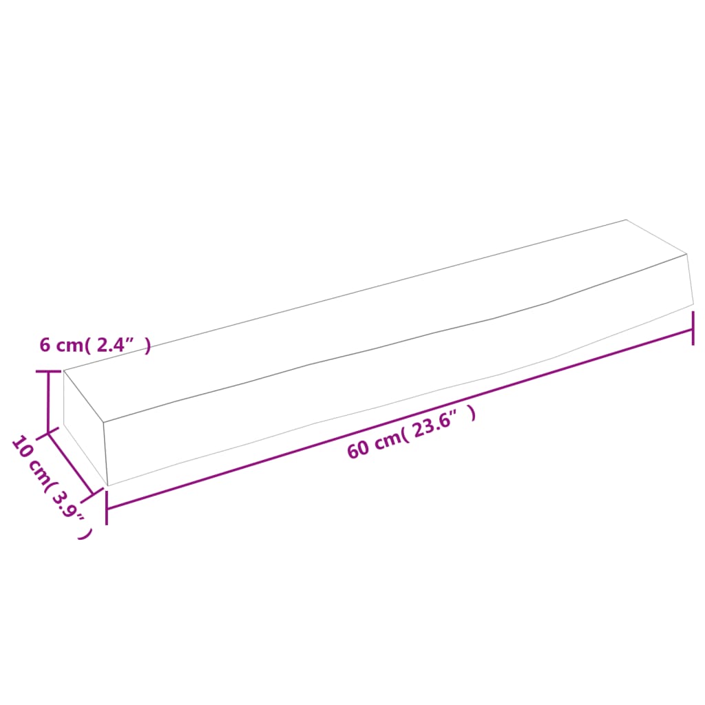 Poliță perete maro deschis 60x10x6 cm lemn masiv stejar tratat Lando - Lando