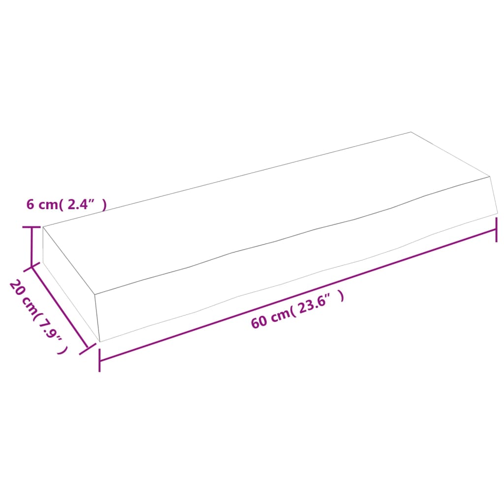 Poliță perete maro deschis 60x20x6 cm lemn masiv stejar tratat Lando - Lando