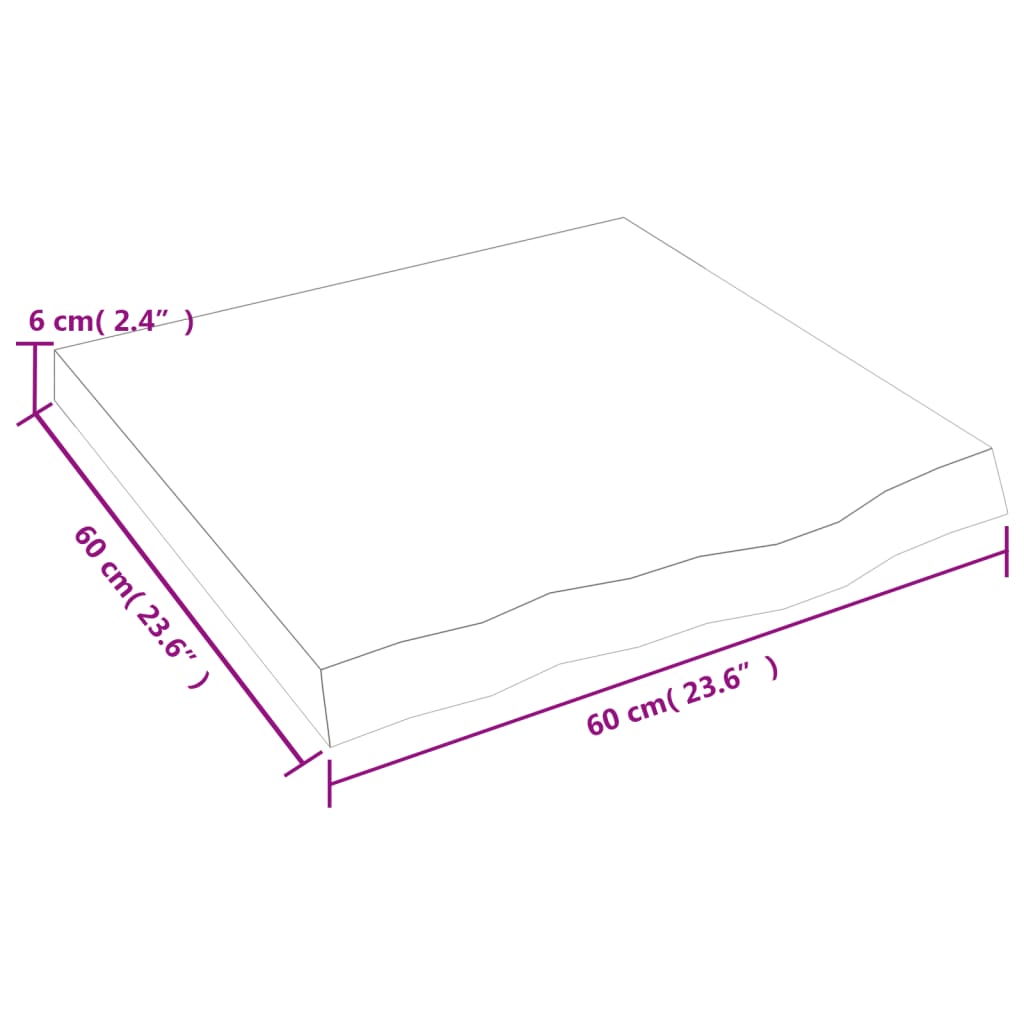 Poliță perete maro deschis 60x60x6 cm lemn masiv stejar tratat Lando - Lando