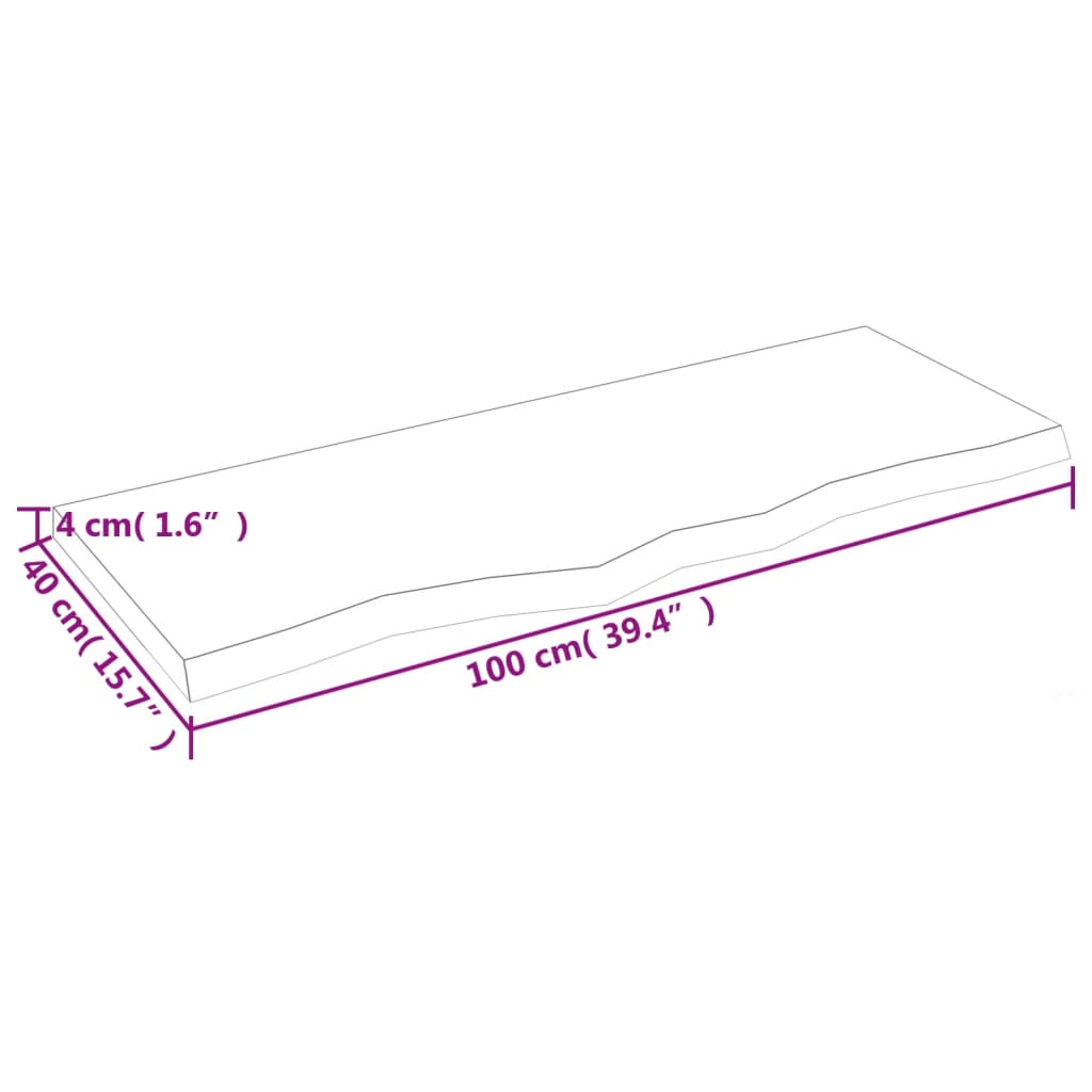 Poliță perete maro deschis 100x40x4 cm lemn masiv stejar tratat Lando - Lando