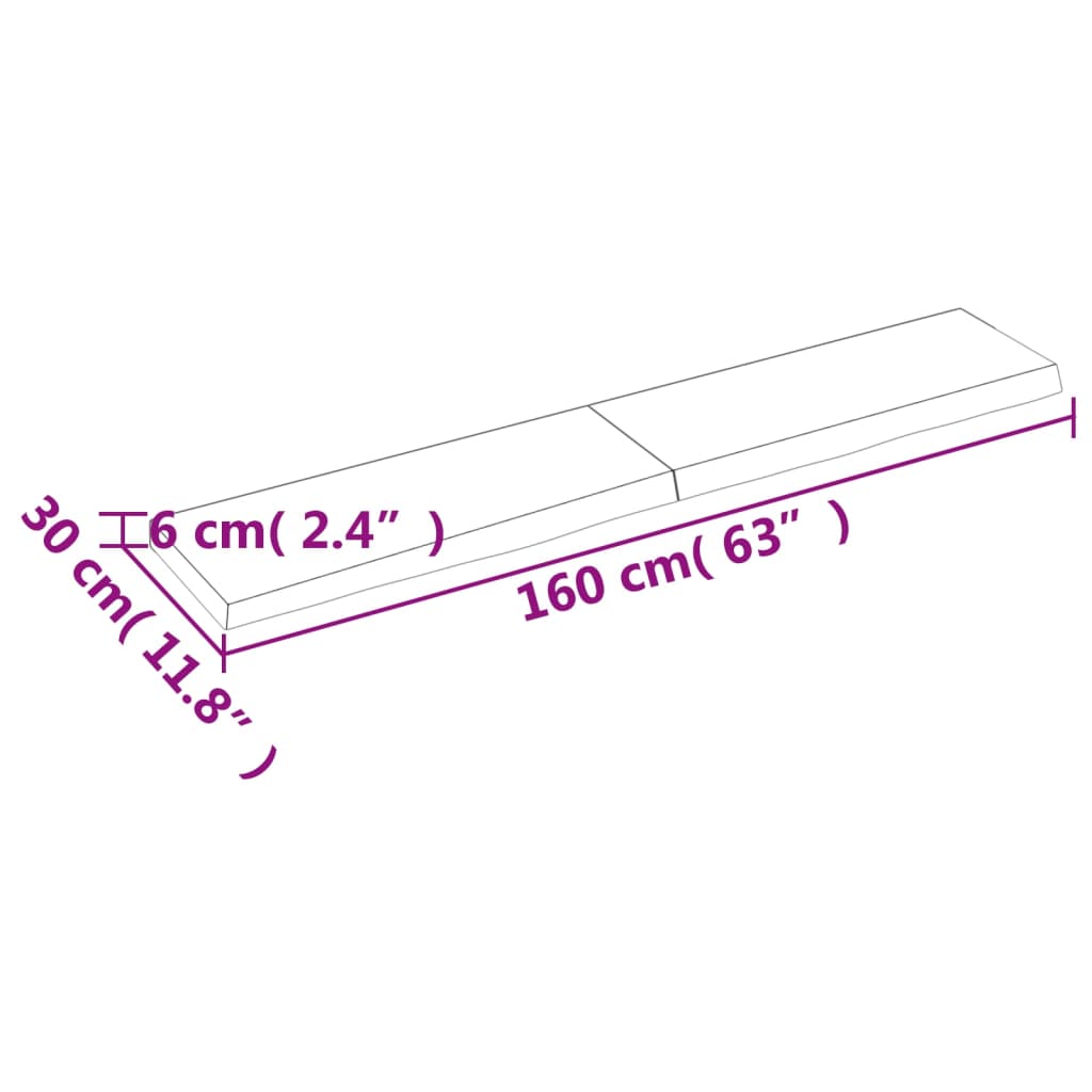 Raft perete maro deschis 160x30x6 cm, lemn masiv stejar tratat Lando - Lando