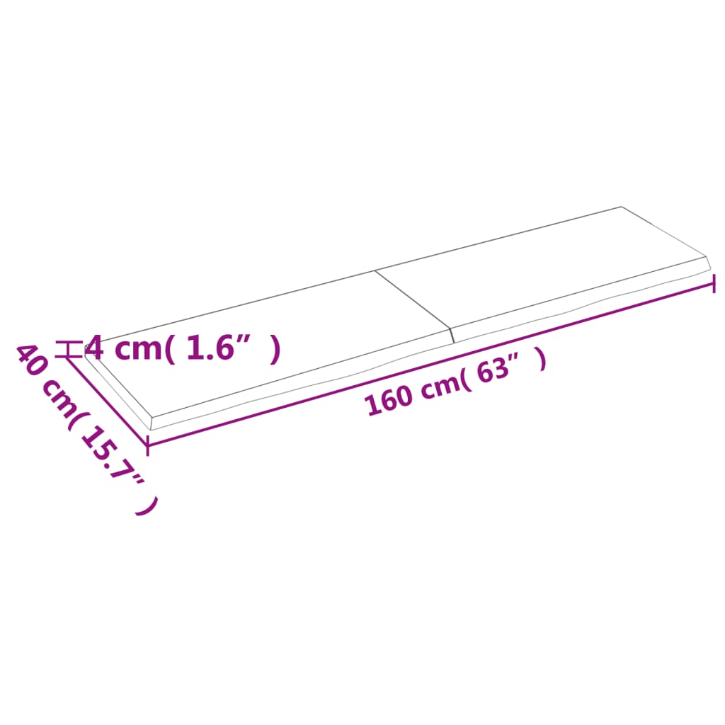 Raft de perete maro deschis 160x40x4cm lemn masiv stejar tratat Lando - Lando