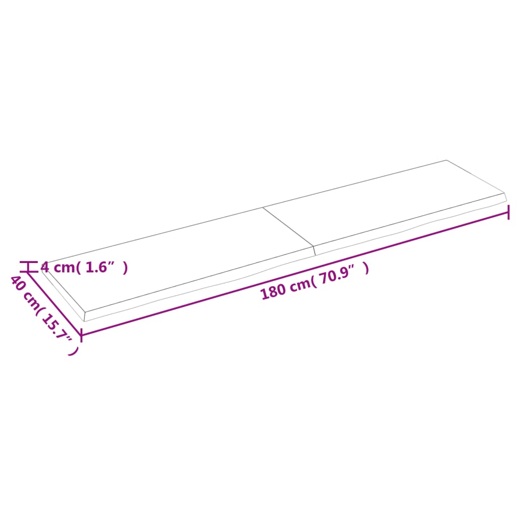 Raft perete maro deschis 180x40x4 cm lemn masiv stejar tratat Lando - Lando