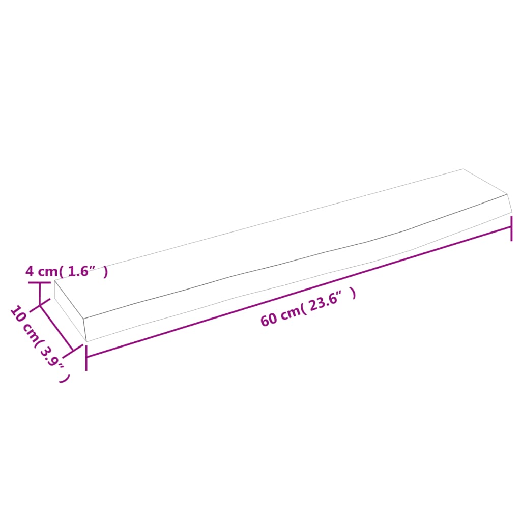 Raft de perete gri închis 60x10x4 cm lemn masiv stejar tratat Lando - Lando