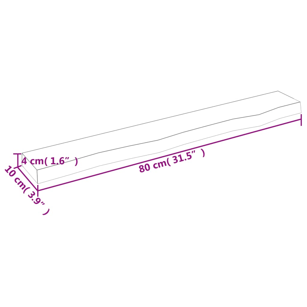 Raft de perete gri închis 80x10x4 cm lemn masiv stejar tratat Lando - Lando