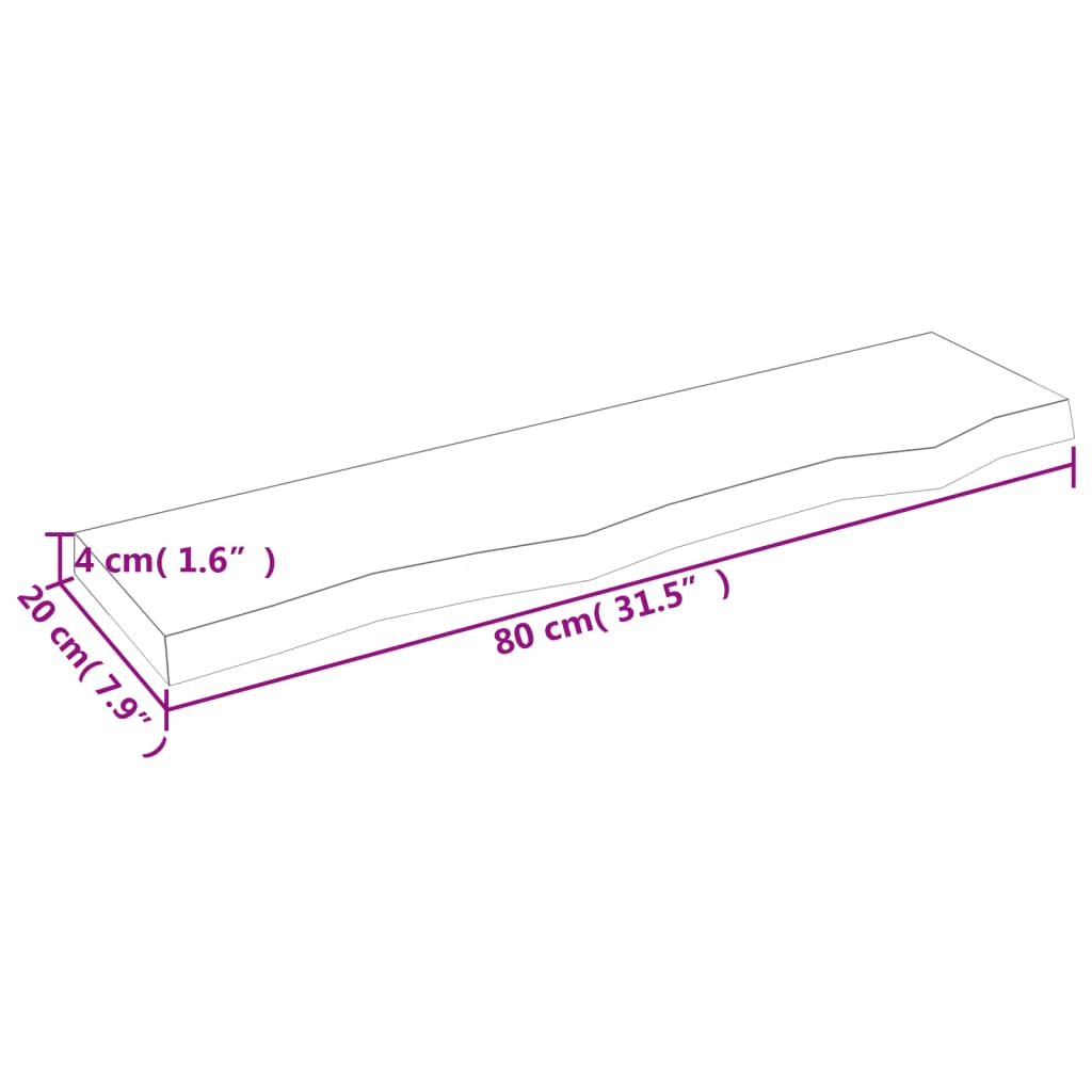 Raft de perete gri închis 80x20x4 cm lemn masiv stejar tratat Lando - Lando