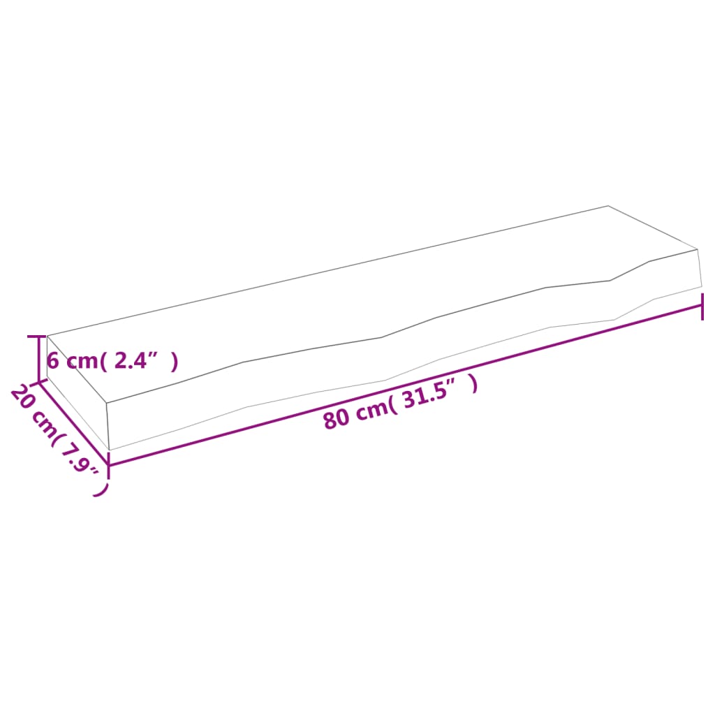 Raft de perete gri închis 80x20x6 cm lemn masiv stejar tratat Lando - Lando