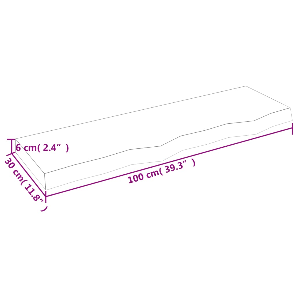 Raft de perete gri închis 100x30x6 cm lemn masiv stejar tratat Lando - Lando