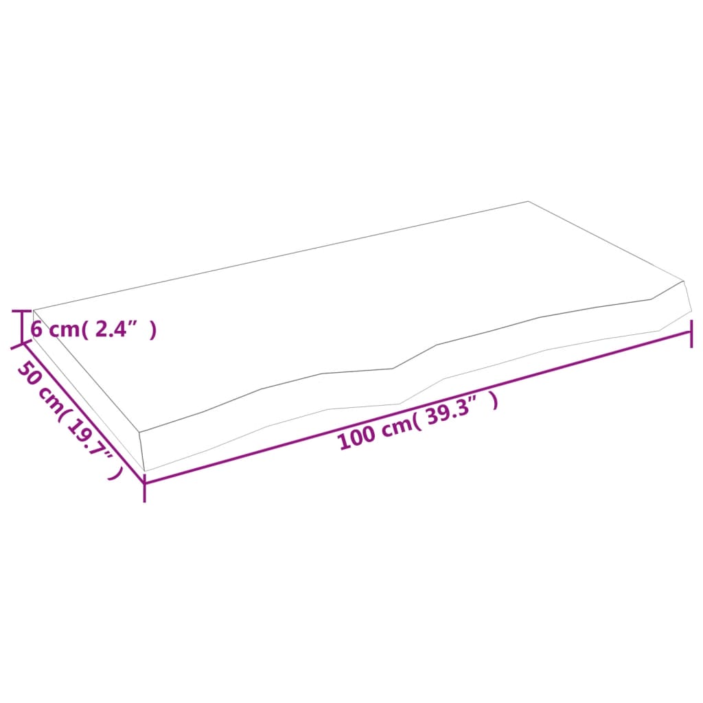 Raft de perete gri închis 100x50x6 cm lemn masiv stejar tratat Lando - Lando