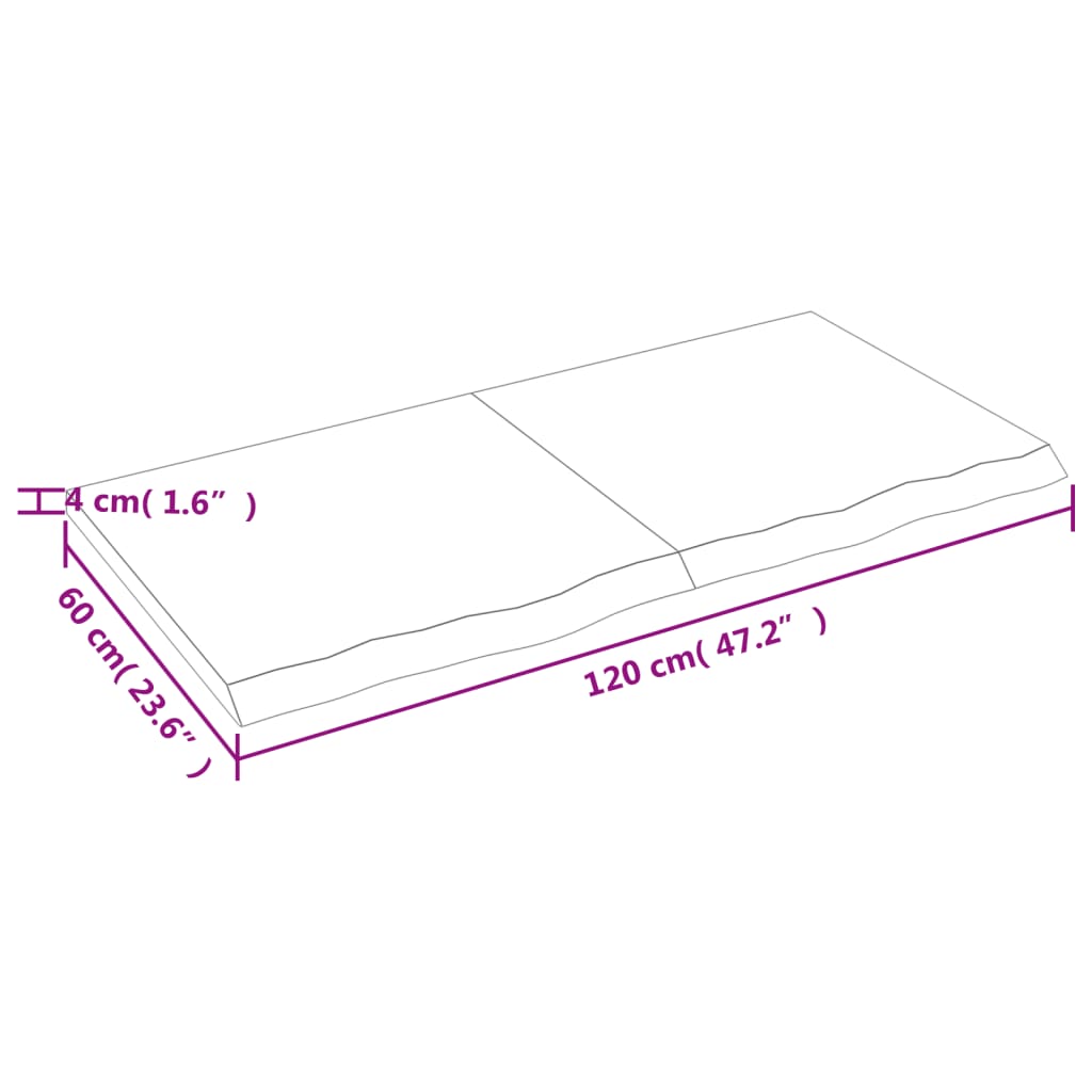 Raft de perete gri închis 120x60x4 cm lemn masiv stejar tratat Lando - Lando