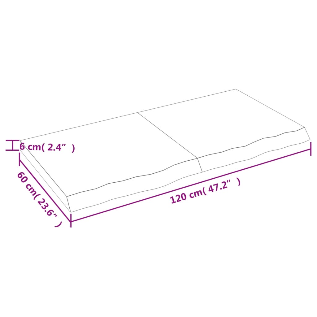 Raft de perete gri închis 120x60x6 cm lemn masiv stejar tratat Lando - Lando