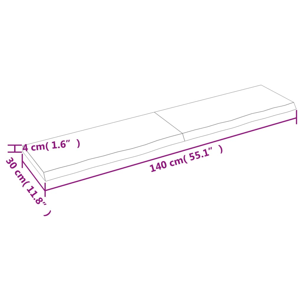 Raft de perete gri închis 140x30x4 cm lemn masiv stejar tratat Lando - Lando