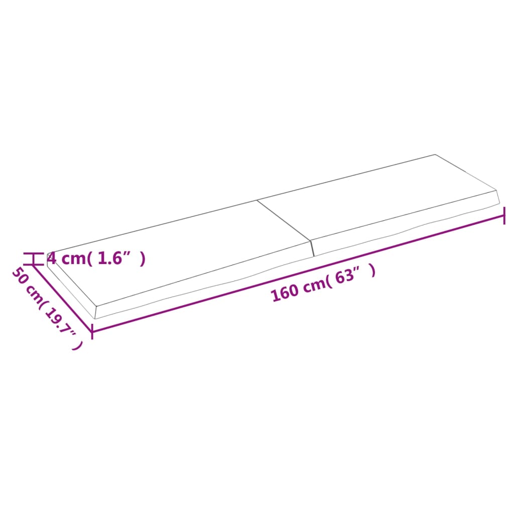 Raft de perete gri închis 160x50x4 cm lemn masiv stejar tratat Lando - Lando