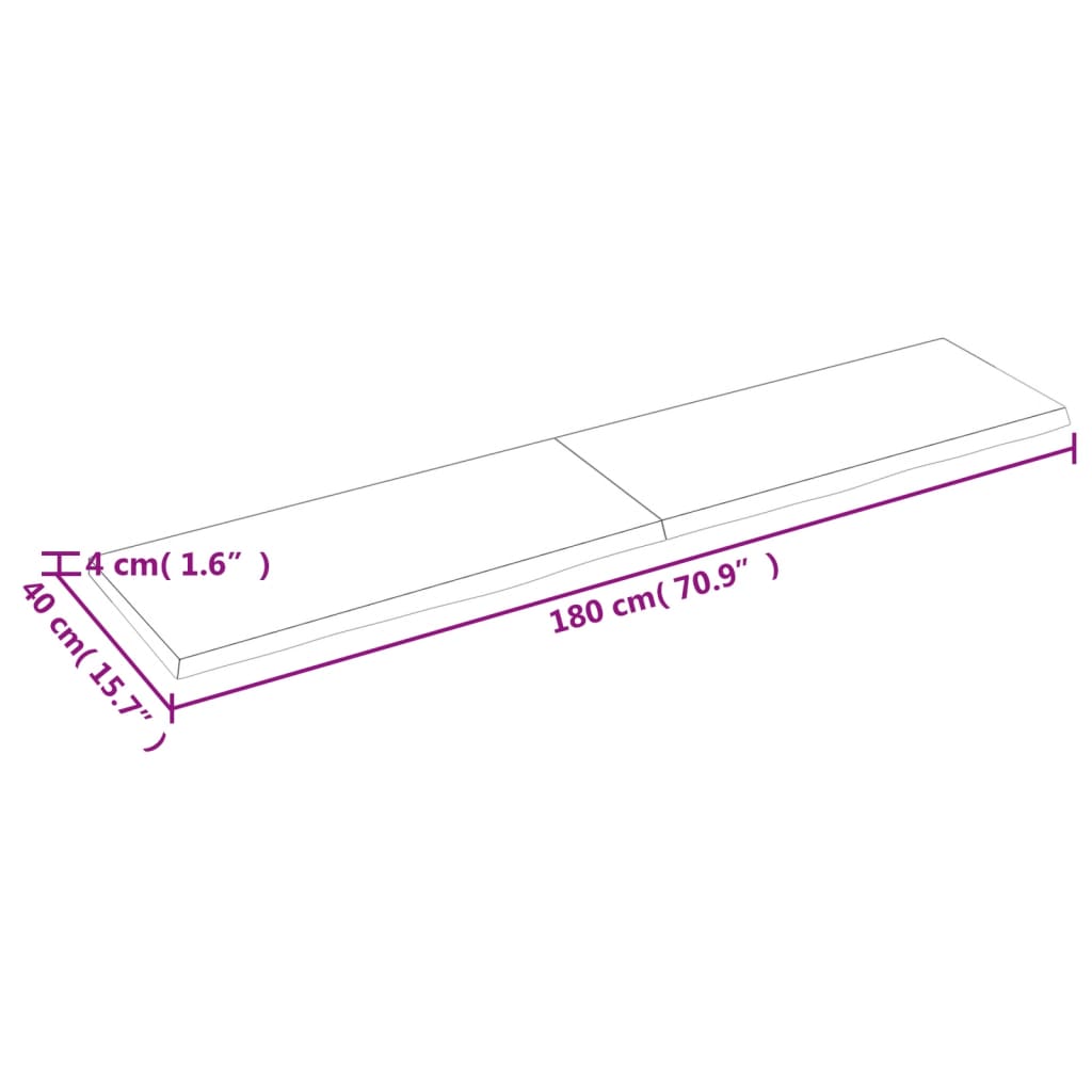 Raft de perete gri închis 180x40x4 cm lemn masiv stejar tratat Lando - Lando