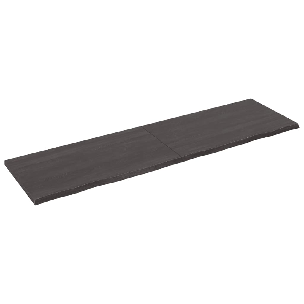Raft de perete gri închis 220x60x4 cm lemn masiv stejar tratat Lando - Lando