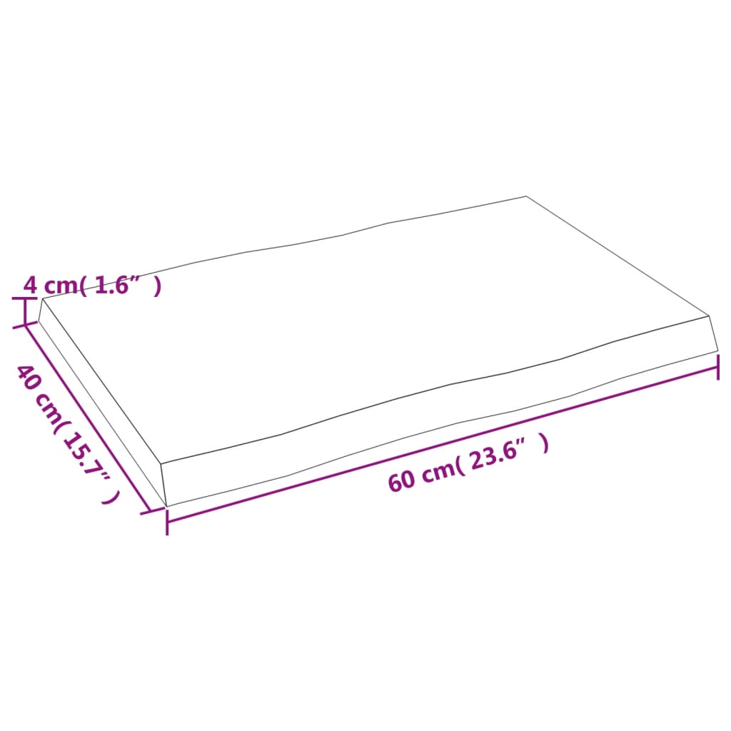 Blat masă 60x40x4 cm lemn masiv stejar netratat contur organic - Lando