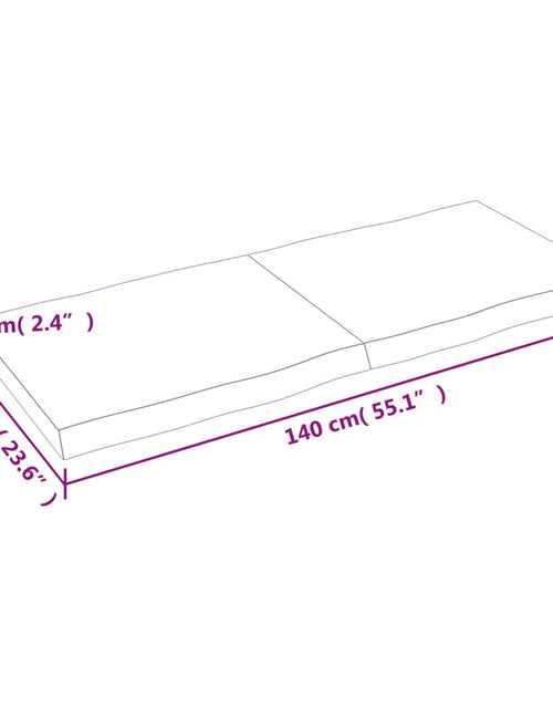 Загрузите изображение в средство просмотра галереи, Blat masă 140x60x6 cm lemn masiv stejar netratat contur organic - Lando
