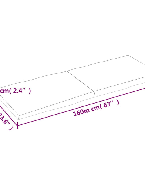 Загрузите изображение в средство просмотра галереи, Blat masă 160x60x6 cm lemn masiv stejar netratat contur organic - Lando
