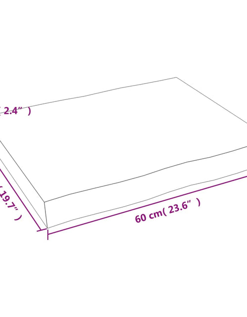 Încărcați imaginea în vizualizatorul Galerie, Blat masă, 60x50x6 cm, maro, lemn stejar tratat contur organic - Lando

