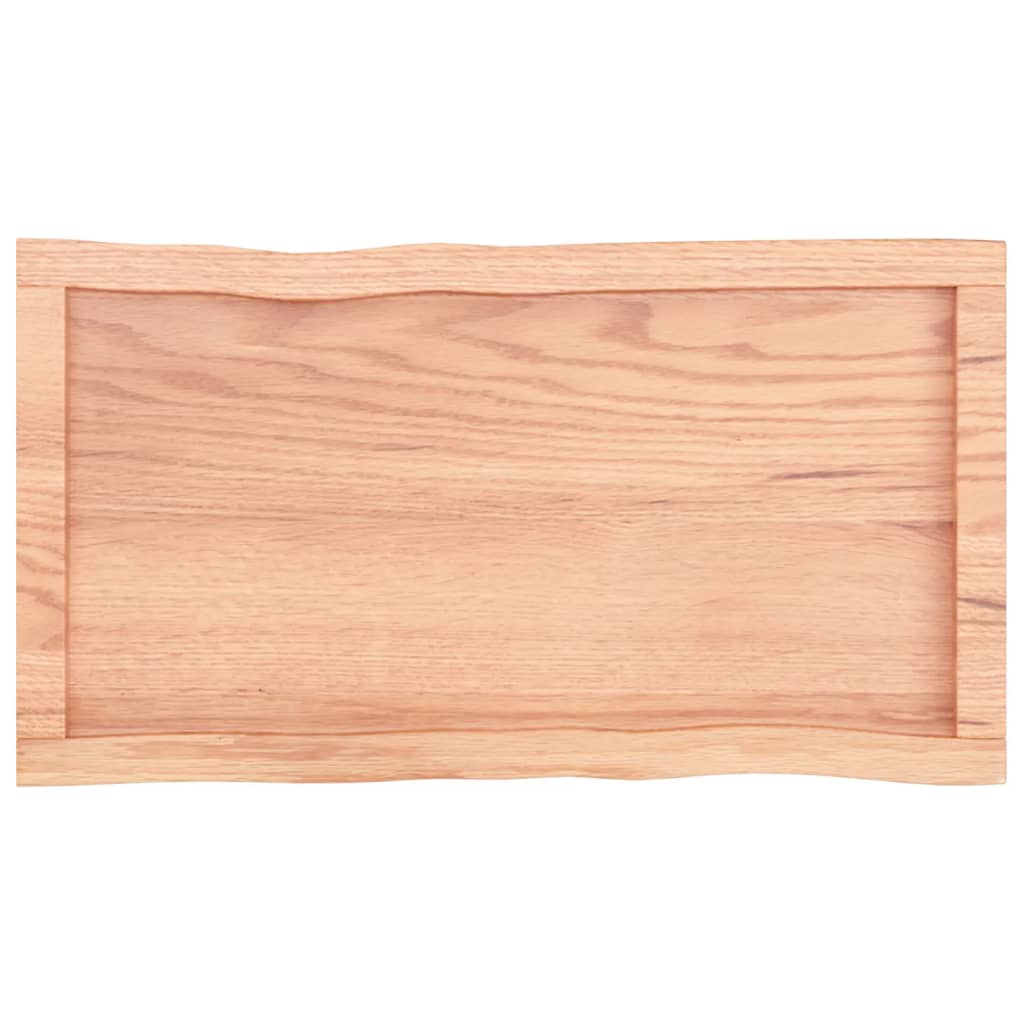 Blat masă, 80x40x6 cm, maro, lemn stejar tratat contur organic - Lando
