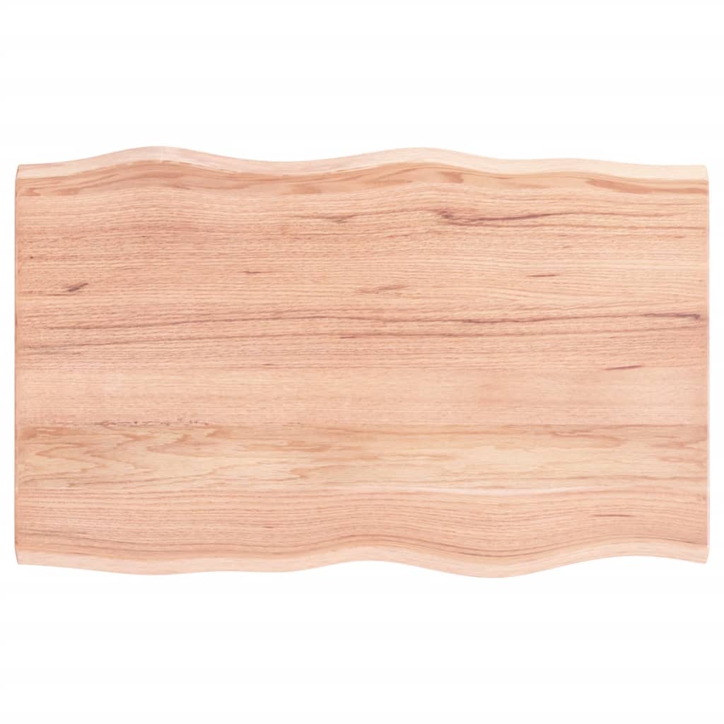 Blat masă, 80x50x2 cm, maro, lemn stejar tratat contur organic - Lando
