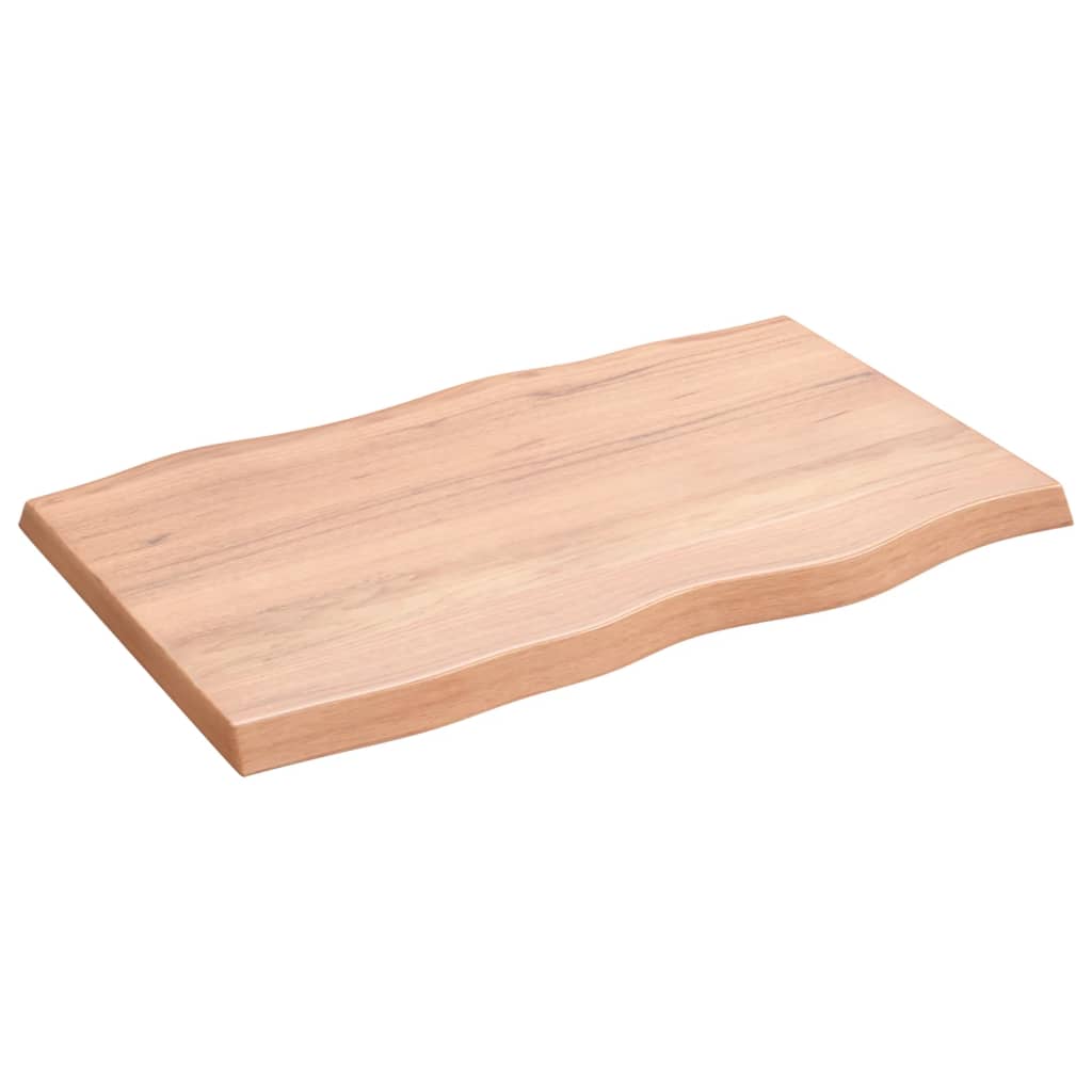 Blat masă, 80x50x4 cm, maro, lemn stejar tratat contur organic - Lando