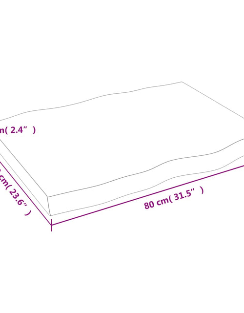 Încărcați imaginea în vizualizatorul Galerie, Blat masă, 80x60x6 cm, maro, lemn stejar tratat contur organic - Lando
