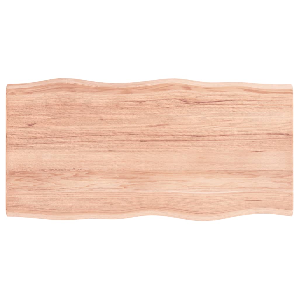 Blat masă, 100x50x2 cm, maro, lemn stejar tratat contur organic - Lando