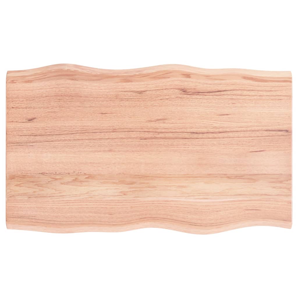 Blat masă, 100x60x2 cm, maro, lemn stejar tratat contur organic - Lando