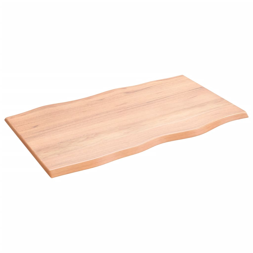 Blat masă, 100x60x2 cm, maro, lemn stejar tratat contur organic - Lando