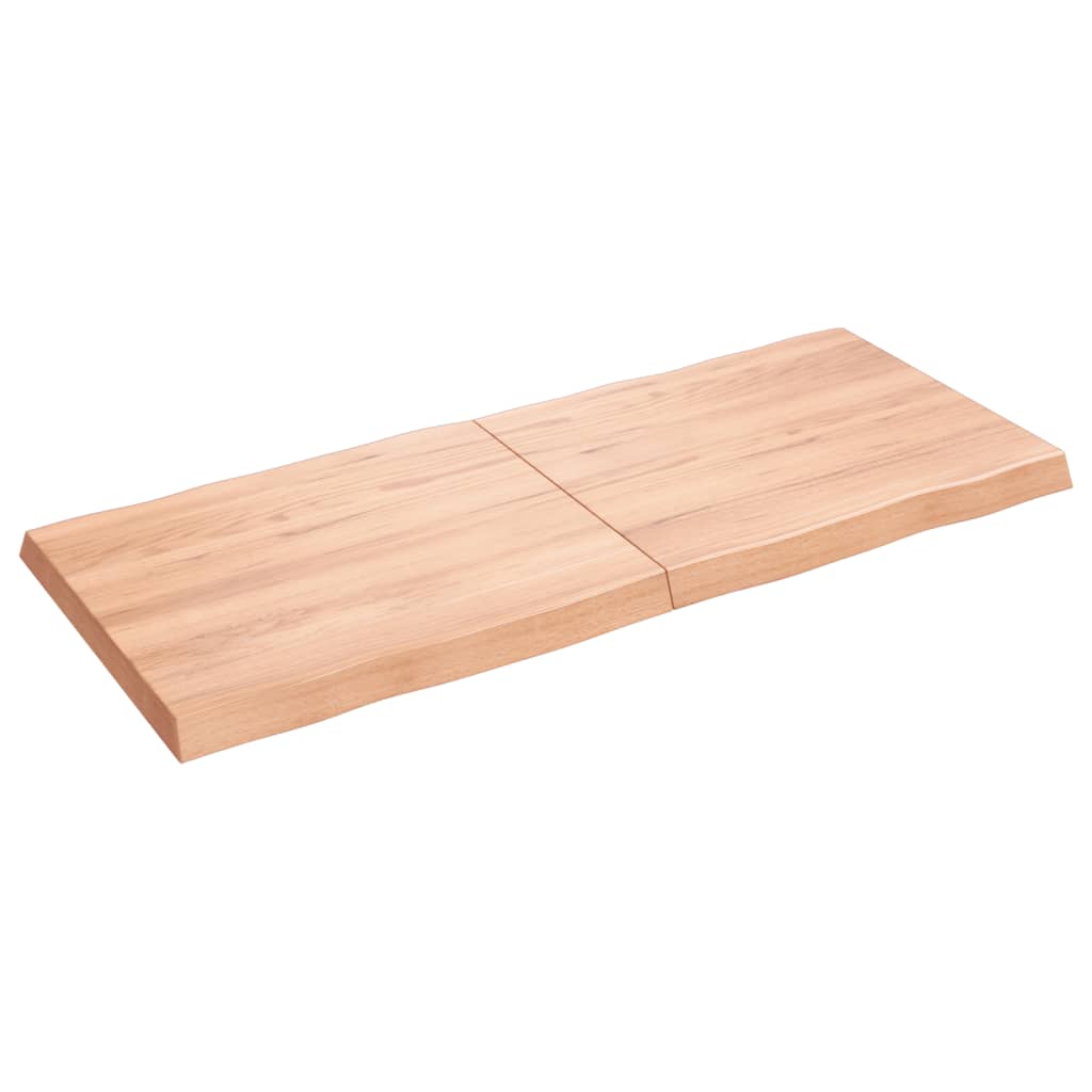 Blat masă, 140x60x6 cm, maro, lemn stejar tratat contur organic - Lando