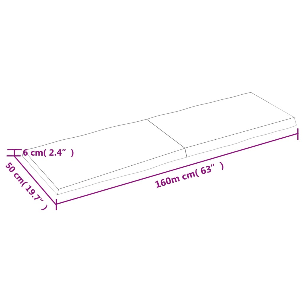 Blat masă, maro, 160x50x6 cm, lemn stejar tratat contur natural - Lando