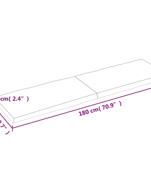 Încărcați imaginea în vizualizatorul Galerie, Blat masă, maro, 180x50x6 cm, lemn stejar tratat contur natural - Lando
