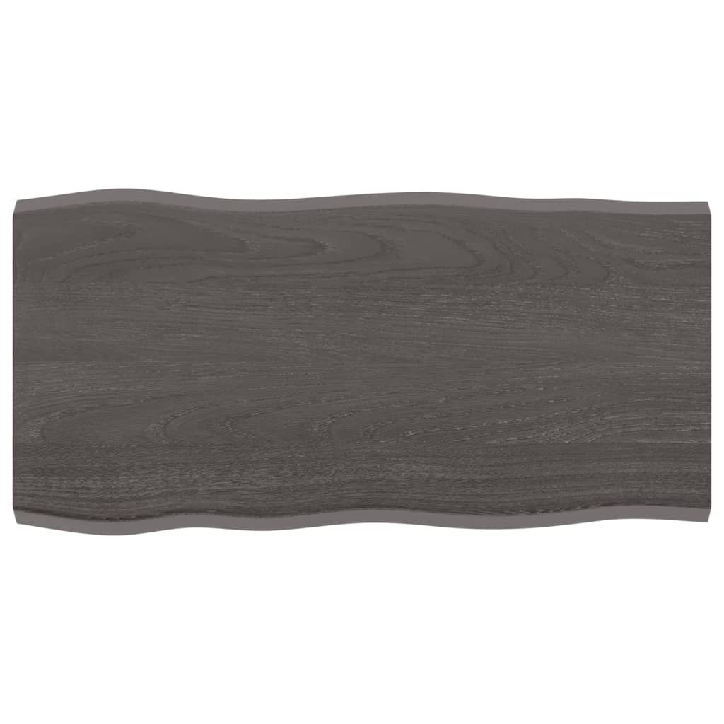 Blat masă, 80x40x2 cm, gri, lemn stejar tratat contur organic - Lando