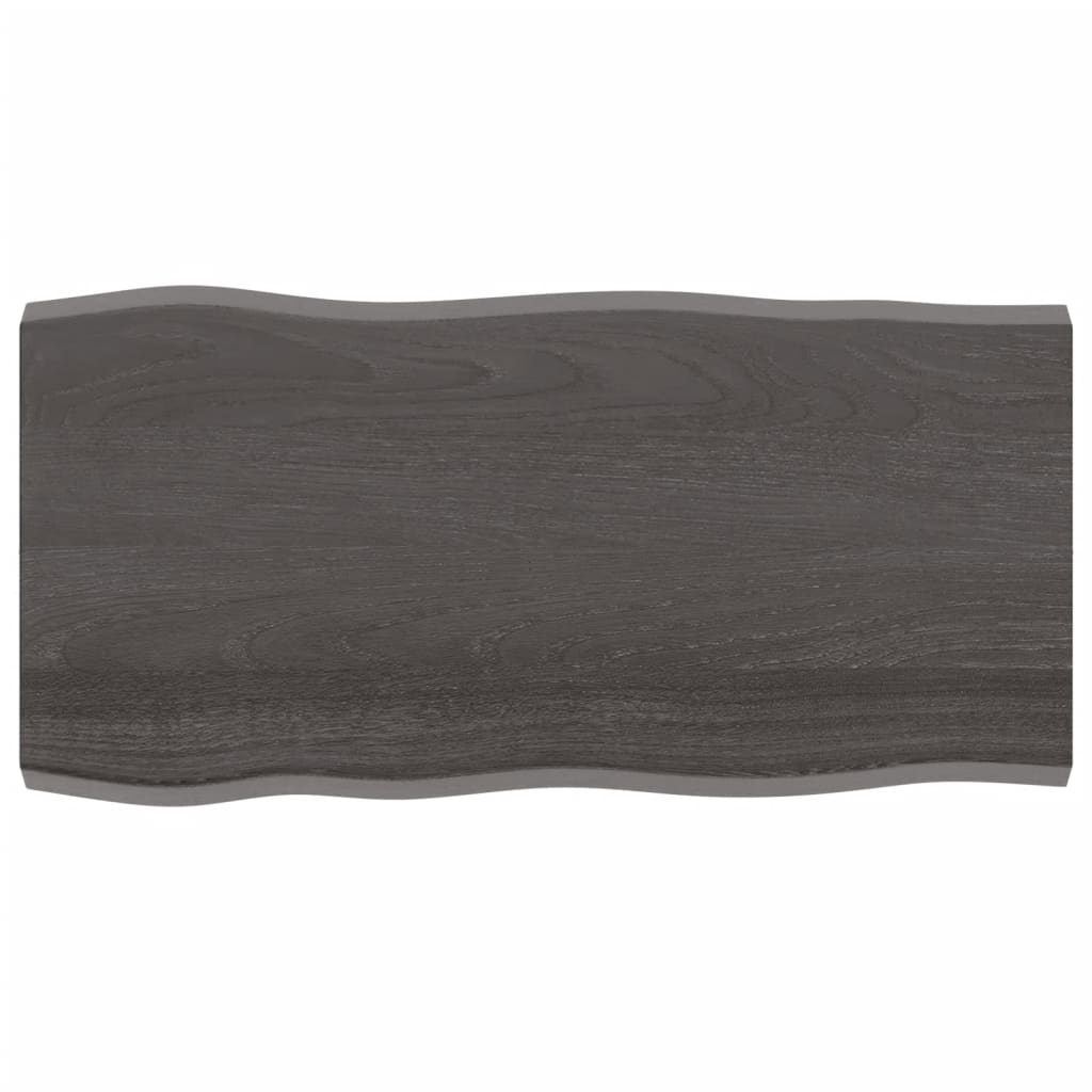 Blat masă, 100x50x4 cm, gri, lemn stejar tratat contur organic - Lando