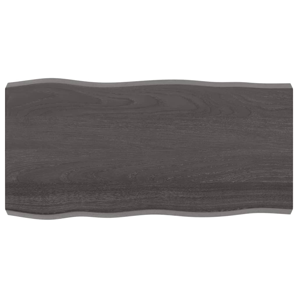 Blat masă, 100x50x6 cm, gri, lemn stejar tratat contur organic - Lando