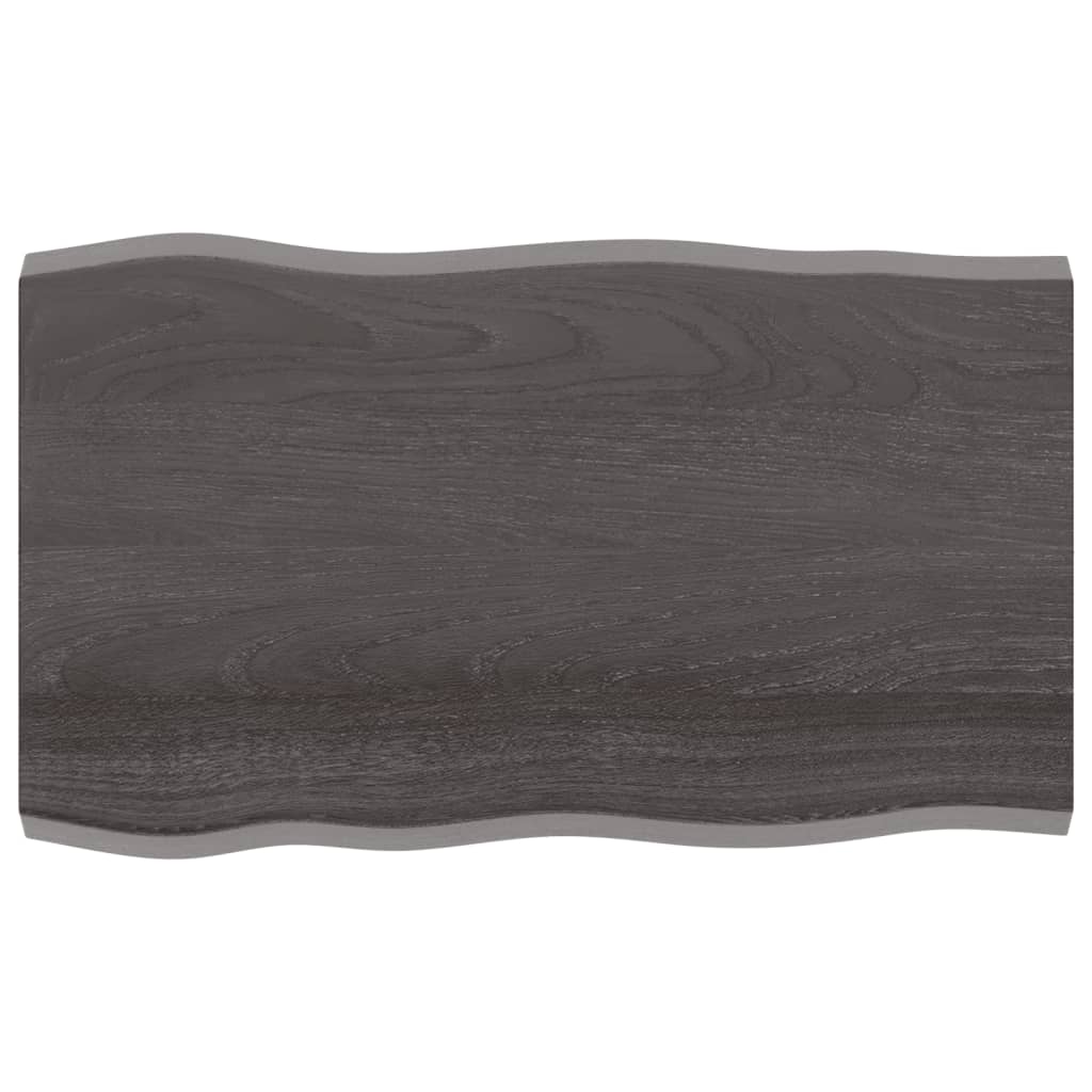 Blat masă, 100x60x4 cm, gri, lemn stejar tratat contur organic - Lando