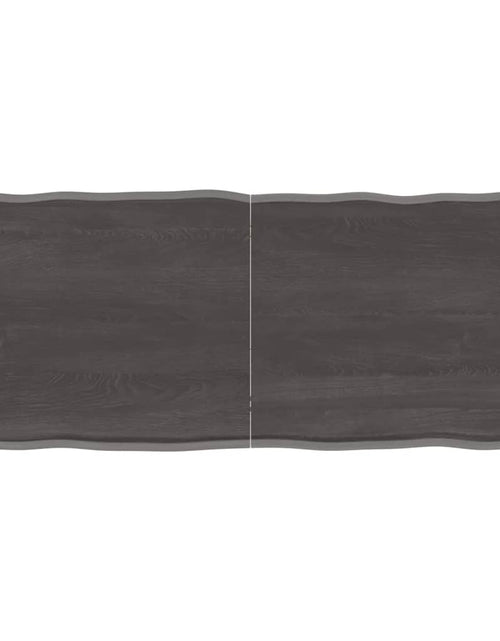 Încărcați imaginea în vizualizatorul Galerie, Blat masă, 140x60x6 cm, gri, lemn stejar tratat contur organic - Lando
