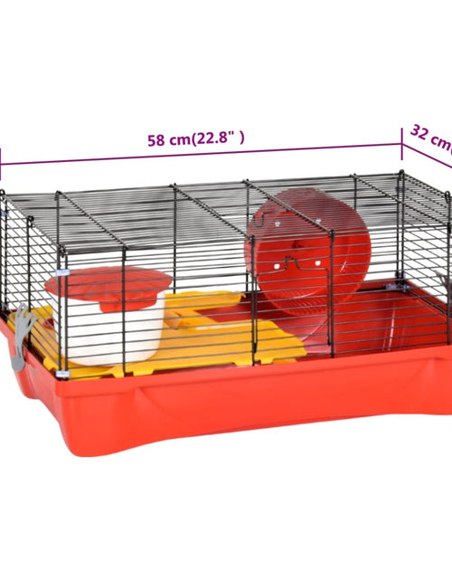 Загрузите изображение в средство просмотра галереи, Cușcă de hamsteri, roșu, 58x32x36 cm, polipropilenă și metal Lando - Lando
