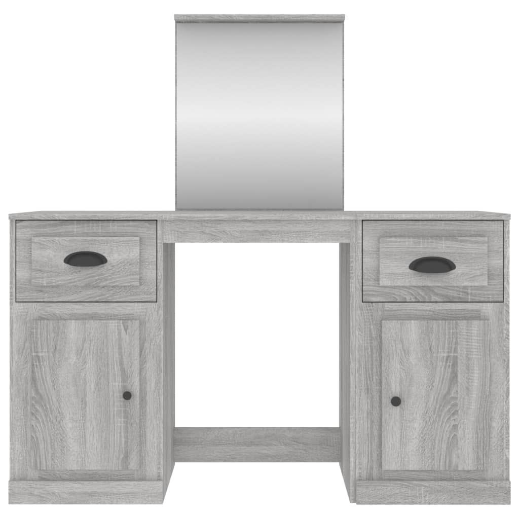 Masă de toaletă cu oglindă, sonoma gri, 130x50x132,5 cm - Lando