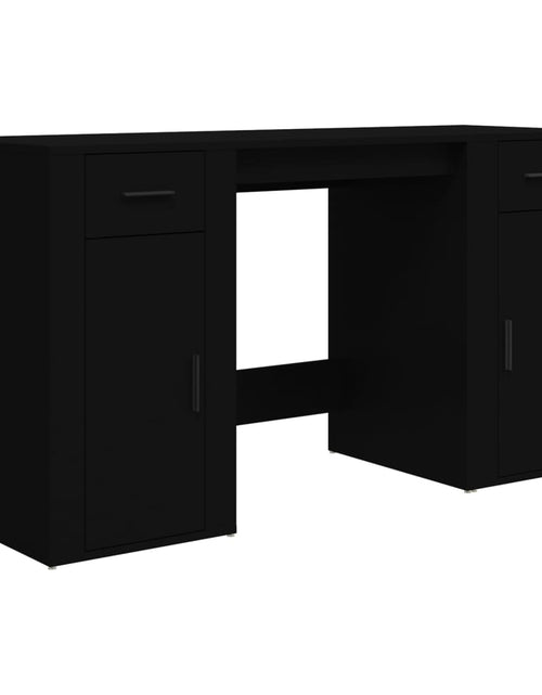 Încărcați imaginea în vizualizatorul Galerie, Birou cu dulap, negru, lemn prelucrat - Lando

