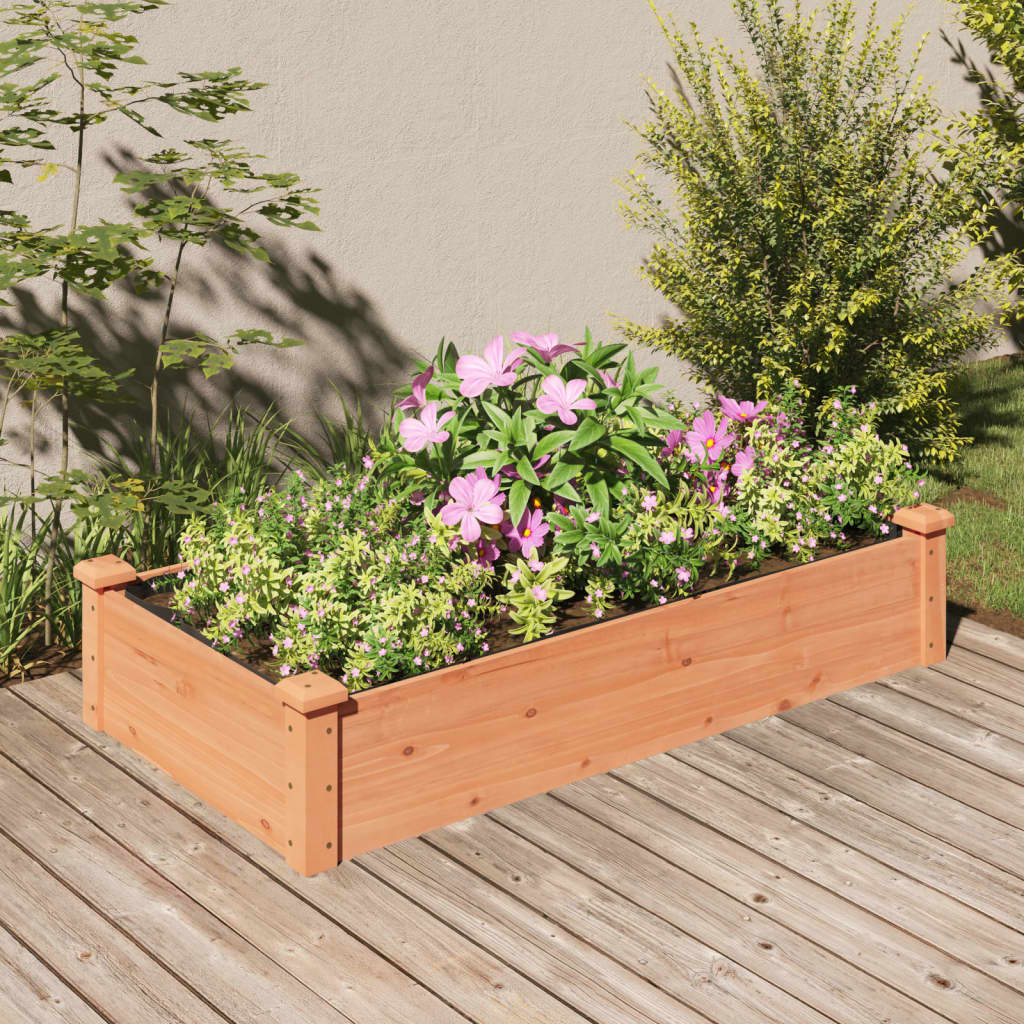 Strat grădină înălțat cu căptușeală maro 120x60x25 cm lemn brad - Lando