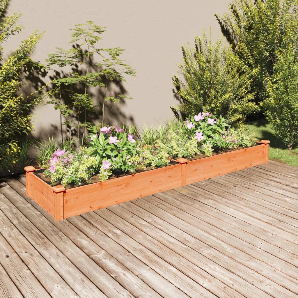 Strat grădină înălțat cu căptușeală maro 240x60x25 cm lemn brad Lando - Lando