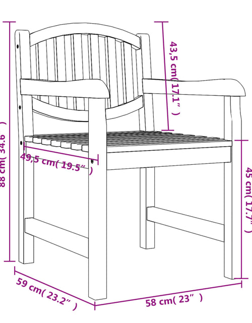 Încărcați imaginea în vizualizatorul Galerie, Scaune de grădină, 2 buc., 58x59x88 cm, lemn masiv de tec - Lando
